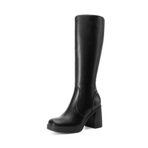 lot 13706 image: DREAM PAIRS Knee High Boots for Women Platform Square Toe Chunky Block Heeled Stylish Comfortable Tall Boots with Side Zipper,Size 7,Black,DWUMKB2541