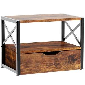 lot 13707 image: IBUYKE 2 Tier Desktop Printer Stand,Multi-Purpose Desk Organizer,Wooden Printer Stand with Drawer Storage for Folders,Books,for Fax Machine, Scanner,Home Office,Rustic Brown UTLJ006H