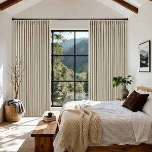 lot 13709 image: Extra Wide 100% Blackout Curtains 102 Inches Long for Bedroom Living Room Neutral Farmhouse Pinch Pleated Double Layer Thick Linen Drapes Thermal Insulated for Large Windows Oatmeal W70xL102 1 Panel