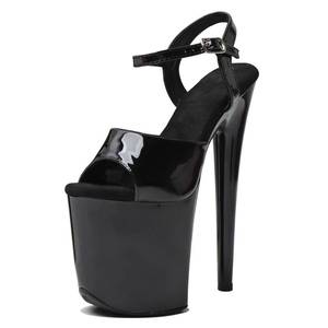 lot 13714 image: WUXIN H&P Womens 8 in Platform Sandal Heels Ankle-Strap Sexy,8 in Pole Dance High Heel Platform,20 cm Exotic Platform Pole Dancer Heels Shoes Stiletto US 9, Black