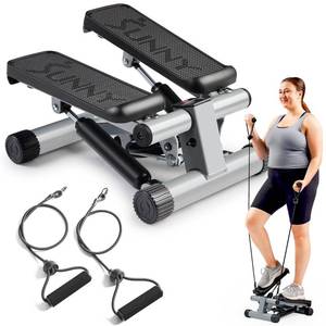 lot 13727 image: Sunny Health & Fitness Mini Steppers for Exercise at Home, Stair Step Workout Machine with Resistance Bands, Full Body Cardio Equipment with Digital Monitor - No. 012 -S