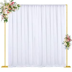 lot 13742 image: Wokceer 10x10 FT Backdrop Stand Heavy Duty Pipe and Drape Kit, Adjustable Gold Backdrop Stand for Wedding Birthday Party Photography Photo Booth Background Christmas Decoration