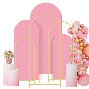 lot 13744 image: Gawicpy Wedding Arch Backdrop Stand Set Metal Arch Backdrop Stand with Wedding Arch Cover, Wedding Balloon Arch Backdrop Stand for Birthday, Baby Shower, Anniversary (Pink, 4FT5FT6FT)