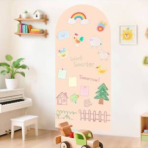 lot 14117 image: OMKSIH Arch Magnetic Wall Decal 39.3x17.5 Inch Milk Tea Magnetic Chalk Board Sticker Magnet Chalkboard for Wall Peel and Stick Self Adhesive Blackboard Multifunctional for Playroom Home