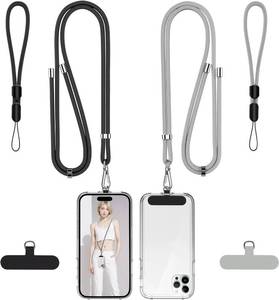 lot 14129 image: takyu Phone Lanyard, 2 Pack Adjustable Cell Phone Lanyard Crossbody Neck Strap & 2 Pack Phone Wrist Strap with 2 Pcs Tether Tabs Compatible for iPhone Android Smartphones-Black Grey