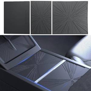 lot 14154 image: 3PCS Center Console Wrap for Tesla Model Y Juniper 2025 2026 and Model 3 Highland 2024 2025,Silicone Wrap Anti Slip Pad Protector Mats Center Console Liner,Center Console Panel Stickers(Black)