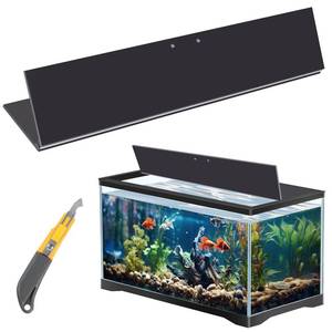 lot 14155 image: Sieral Aquarium Polycarbonate Canopy Set 19.37 x 9.37 x 0.12 Inch for 1020 Gallon Without Center Brace Aquariums Cover Fish Tank Lid with a Hook Knife, Black