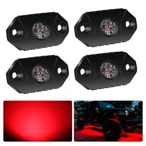 lot 14164 image: 4WDKING Red LED Rock Lights, 4 Pods IP68 Waterproof Underbody Glow Trail Rig Lamp LED Neon Lights for Truck Off Road Truck Car Boat ATV SUV Motorcycle