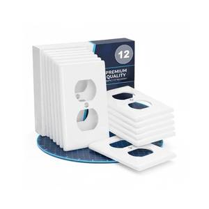 lot 14165 image: Bates- Duplex Receptacle Outlet Wall Plate, 4.5 x 2.75Standard Size, 12 Pack, White, Bulk 1-Gang Electrical Outlet Covers, Impact Resistant, UV Protection
