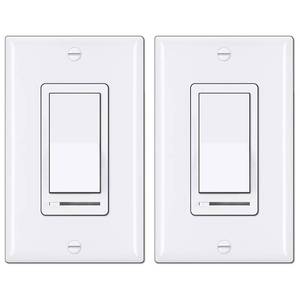 lot 14170 image: BESTTEN 2 Pack Dimmer Light Switch, Universal Lighting Control, Single Pole or 3 Way, Compatible with LED Dimmable Lamp, CFL, Incandescent, Halogen Bulb, Decorator Wallplate Included, UL Listed, White