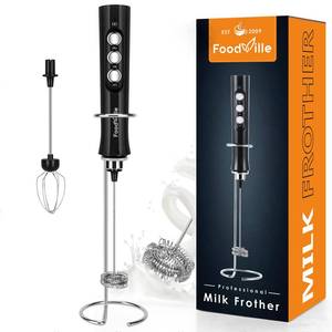 lot 14191 image: FoodVille MF02 Rechargeable Milk Frother Handheld Foam Maker with Stainless Whisk for Cappuccino, Latte, Bulletproof Coffee, Keto Diet, Protein Powder, Matcha