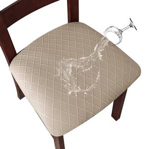 lot 14193 image: Genina Waterproof Seat Covers for Dining Room Chairs Covers Dining Chair Cover Kitchen Chair Covers (Khaki, 4 Pcs)