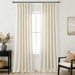 lot 14207 image: Beige Pinch Pleated 92 inch Long Linen Curtains 2 Panels Set for Living Room Track System Curtains Neutral Modern Farmhouse Light Filtering Semi Sheer Linen Blend Pinch Pleat Drapes 92 Length Oatmeal