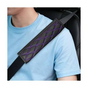 lot 14213 image: Ywdiml Car Seat Belt Cover, 2PCS Leather Breathable Comfortable Vehicle Seatbelt Pads for Neck & Shoulder, Automotive Interior Seat Strap Protecter Cushion, Universal Fit (BlackPurple)