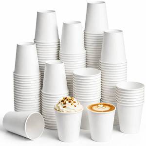 lot 15739 image: Biotakeware 8 oz Paper Coffee Cups, 300 Pack Bulk White Disposable Paper Cups for Hot & Cold Beverages, Sturdy with Leak-Resistant Lining, Ideal for Office, Party, Home and Travel