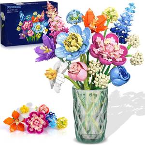 lot 15743 image: PLAXSOON Flower Bouquet Building Set, 888 PCS Botanical Collection Building Block Toy, Flowers Rose Plant Home Decor, Mothers Day Valentines Day Birthday Gift for Adults Women Boys Girls 8