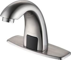 lot 15756 image: Charmingwater Touchless Bathroom Sink Faucet with Automatic Sensor, Motion Bathroom Faucet with Hole Cover Plate, Brushed Nickel