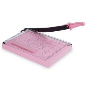 lot 15763 image: Guillotine Paper Cutter, Heavy Duty 12-Sheet Capacity Trimmer for Cardstock, Photos, Scrapbooking, Office, Classroom, Studio (Pink)