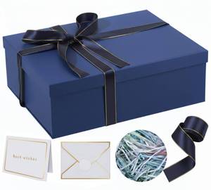 lot 15765 image: Rinrda Extra Large Gift Box 16.5x13x5.5 inches,Blue Gift Boxes with Lids for Presents,Perfect for Birthday,Valentines Day,Christmas,Anniversaries,Contains Card,Ribbon,Shredded Paper Filler.