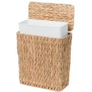 lot 15778 image: Coeusy 3 Gallon Wicker Trash Can,Small Bathroom Trash Can with Lid,Natural Water Hyacinth Wicker Waste Basket for Bedroom,Toilet,Narrow Garbage Can with Removable Liner
