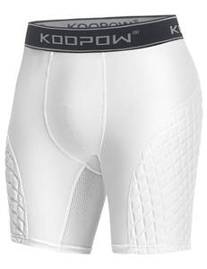lot 16060 image: KOOPOW Men Adult Compression Padded Sliding Shorts Pants Baseball Slider with Cup Pocket, Protective Pad Pads for Baseball, Football, Lacrosse, Hockey,White All,XXL