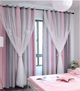 lot 16071 image: Yancorp Curtains for Girls Bedroom Kids Room Curtain Colorful Window Nursery Curtain 63 inches Length Room Darkening Grommet 2 Layers (Pink Grey, W52 X L63)