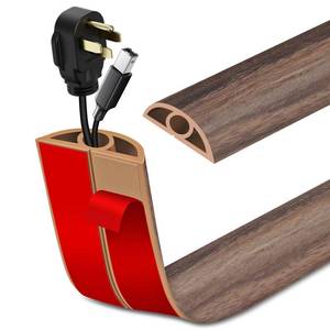 lot 16102 image: Floor Cord Cover Self Adhesive Cord Hider Floor Extension Cord Covers for Floor Power Cord Protector Cable Management Prevent Cable Trips Cable Cavity 0.32 W x 0.32 H (Smoked Brown Wood, 3.3Ft)