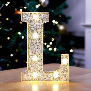 lot 16103 image: TEHIBIEN Marquee Light Up Letters, Glitter Silver LED Letter Lights Battery Powered Alphabet Letter Sign for Night Light Wedding Birthday Party Cafe Bar Decoration Girls Room Decor - Letter L
