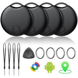 lot 16110 image: Air Tracker Tags-4 Pack for Android, Bluetooth Tracker Works with Google��s Find Hub  Android Only  Replaceable Battery  Water- Resistance (4 Black)