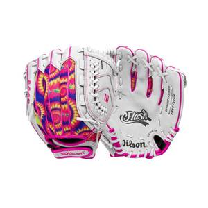 lot 16120 image: Wilson 2024 A440�� Flash�� 11.5�� Youth Infield Fastpitch Softball Glove - Right Hand Throw, WhitePinkTie Dye