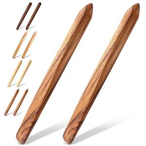 lot 16147 image: Hillban 2 Pcs 11 Inch Spurtle for Sourdough Stirring Stick Bread Mixing Stir Stick Bread Making Tools Paddle Wooden Dowel for Sourdough Spurtle Spatula Kitchen Cooking(Teak)