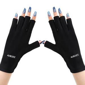 lot 16157 image: AIRSEE UV Gloves for Nail Lamp,Professional UPF50 UV Protection Gloves for Manicures Nail Art,Fingerless Gloves That Shield Skin from The Sun and Nail Lamp (Black)