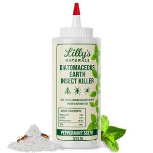 lot 16168 image: Diatomaceous Earth Food Grade with Peppermint Oil Crawling Insect Killer  Indoor Pest Control Powder for Bed Bug, Roach, Ant, Fleas  Lillys naturals, 12 fl oz