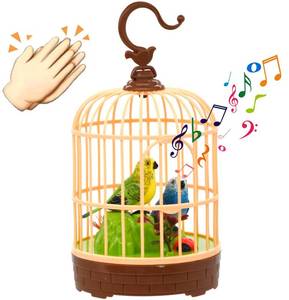 lot 16174 image: HWD Voice-Activated Induction Birds Birdcage Toy, Talking Chirping Fluttering Parrot Birds Toys Gifts for Baby Toddler Kids Children (B)