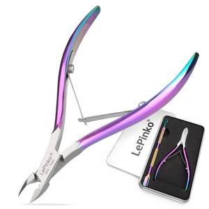 lot 16185 image: LePinko Professional Cuticle Trimmer with Cuticle Pusher, Super Labor-saving Dead Skin Nippers, Sharp Hangnail Remover for Fingernail Toenail, Pedicure Manicure Nail Care Tool for Women Men, 7mm Jaw