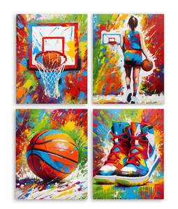 lot 16190 image: Frimeeme Basketball Canvas Wall Art Prints,Basketball Posters For Girl Bedroom,Graffiti Wall Art for Girls Bedroom Print - 4pcs 8x10in Unframed