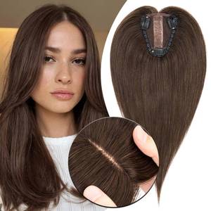 lot 16211 image: MY-LADY Human Hair Toppers for Women Real Human Hair Pieces Thin 8  10CM Silk Base with Lace Clip in Remy Hairpieces Hand-Tied Light Weight 10 Inch Dark Brown