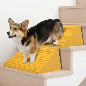lot 19475 image: Moderate 3-Step Stair Ramp for Aged & Injured Pets, Lightweight Pet Ramp with Non-Slip Surface for Small Size Dogs Cats, Dog Wedge Ramp for StairsStaircases(120LBs Loading, 6PCS)