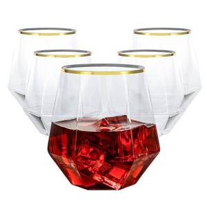lot 19480 image: Goodluck 40 PCS Diamond Stemless Plastic Wine Whiskey Glasses, 12 Oz Disposable Cocktail Glasses, Suitable for Weddings, Birthday Parties, Family Gatherings, Bars, etc ��Gold rimmed cups��