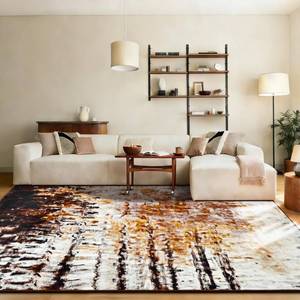 lot 19481 image: FlyDOIT Modern Abstract 5x7 Brown Area Rug for Living Room, Washable Rug Non Slip Throw Carpet Soft Thin Floor Carpets, Print Pattern, Indoor Rugs for Bedroom Dining Room Farmhouse Entryway Home Decor