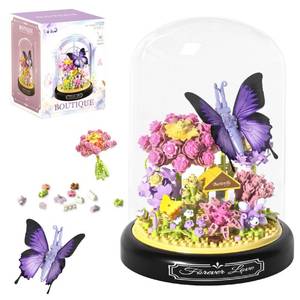 lot 19488 image: JIUTONG Flower Bouquet Building Set for Adults,582 PCS Animals Flowers Botanical Collection Mini Building Block Kit with Dust Cover,Butterfly Wildflower Bonzai Building Toys for Girl Women (not all pieces guaranteed)