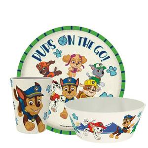 lot 19500 image: Zak Designs PAW Patrol Kids Dinnerware Set 3 Pieces, Durable and Sustainable Melamine Bamboo Plate, Bowl, and Tumbler are Perfect For Dinner Time With Family (Chase, Marshall, Skye & Friends)