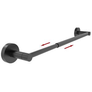 lot 19508 image: Ruacq Adjustable Towel Bar 13.7 to 24 Inch Bathroom Single Towel Bar Black Stainless Steel Modern Wall Mounted Round Towel Holders, Matte Black