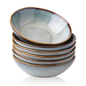 lot 19511 image: AmorArc Ceramic Cereal Bowls Set of 6, 24 oz Handmade Stoneware Bowls for Cereal Soup Salad Bread, Stylish Kitchen Bowls for Meal, Dishwasher & Microwave Safe, Ocean Blue