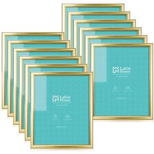 lot 19517 image: LaVie Home 8x10 Picture Frames (12 Pack, Gold) Simple Designed Photo Frames for Wall Mount Display, Set of 12 Classic Collection
