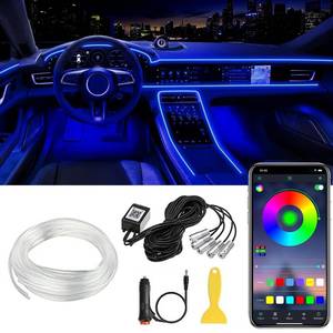 lot 19523 image: Interior Car LED Strip Lights APP Control, 5 in 1 RGB 16 Million Colors Ambient Lighting Kit with 236 inches Fiber Optic, Music Mode Inside Car Lighting Decorations
