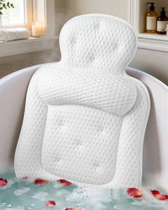 lot 19539 image: Bath Pillows for Tub, Comfortable Bathtub Cushion for Head and Neck with Soft 3D Mesh Fabric and 54 Non-Slip Suction Cups, Relaxing Tub and Shower Accessories Spa Gift White Standard