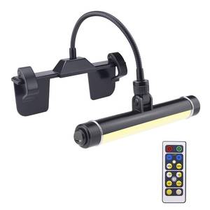 lot 19546 image: HONWELL Painting Lights Cordless, Dartboard Light with Remote, Rechargeable Picture Light, Picture Frame Lights with 3 Modes 28 LEDs Rotate Head, 360° Flexible Neck,Clip on Display Light for Art-Black