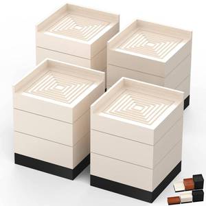 lot 19547 image: Furniture Risers, Tclouda BedSofaDeskTableChair LegFridge Lifts to 1.5, 3 and 4 in, Square Adjustable Risers Blocks for Extenders, Heavy Duty Supports Up to 1300 Lbs, 4 in-Apricot-Square