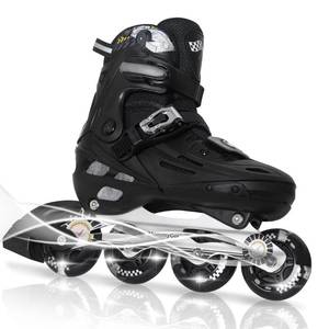lot 19572 image: MammyGol Inline Skates for Boys and Girls Youth, 4 Size Adjustable Roller Skates with PU Flashing Whees, Aggressive Inline Skates High Performance for Kids Age 8-12 Silver